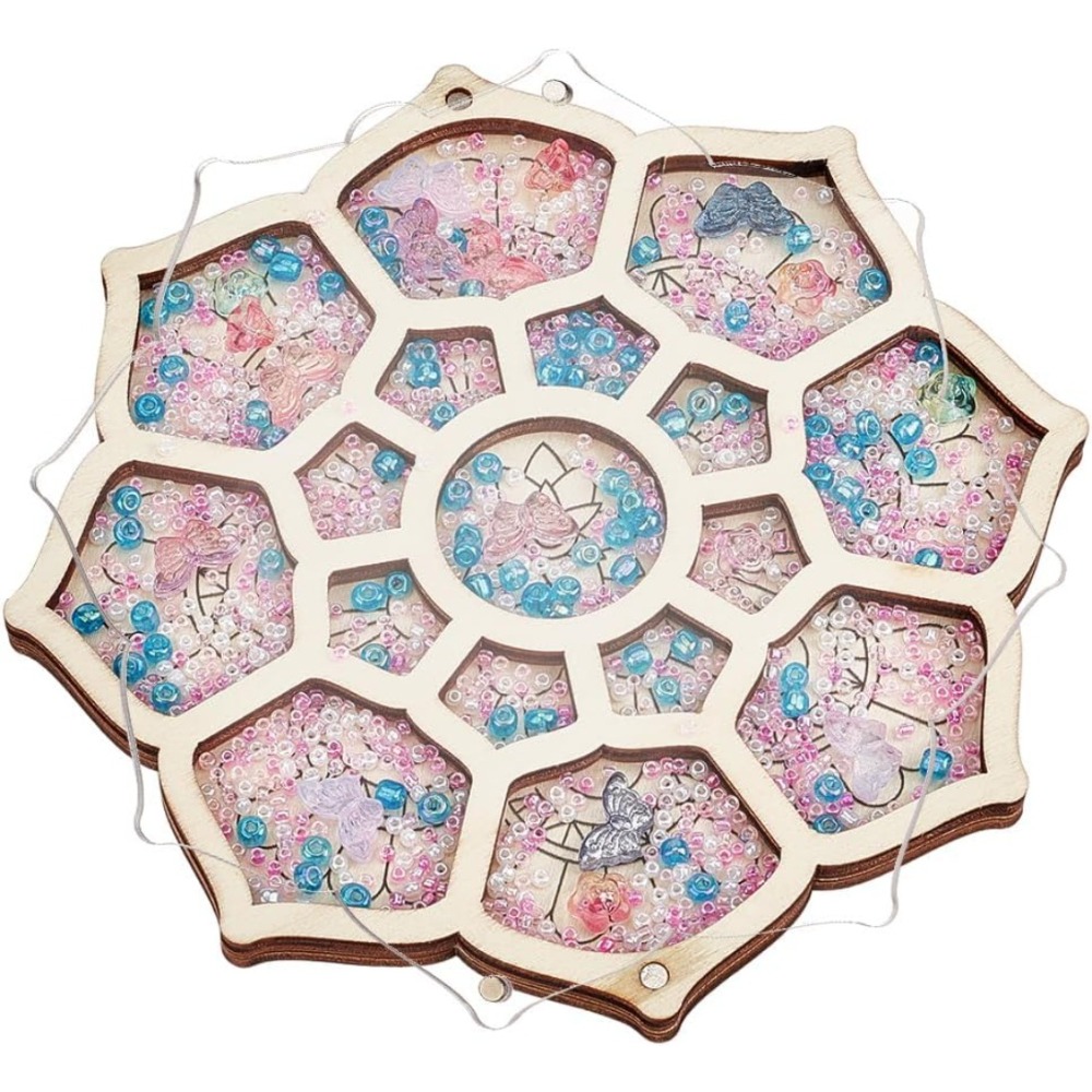 Craft Embellishment Storage - Wood Bead Organizer Tray Flower Bead