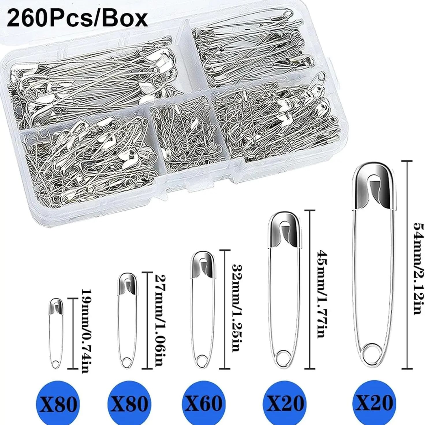 Silver Safety Pins Kit With St - Craft Embellishment Storage 评论和价格