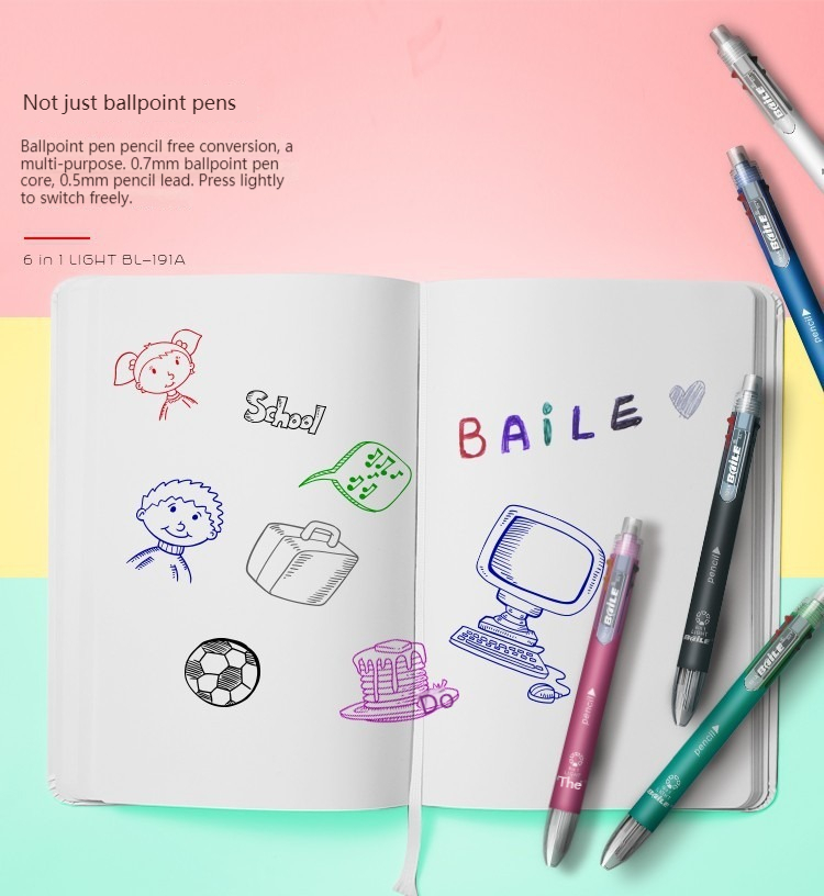 6 in 1 MultiColor Pen Ballpoin - Staedtler Pencil Lumocolor 评论和价格
