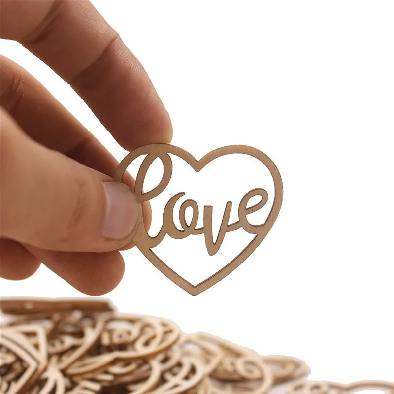 50pcs Heart Wooden Ornament He - Craft Embellishments 评论和价格