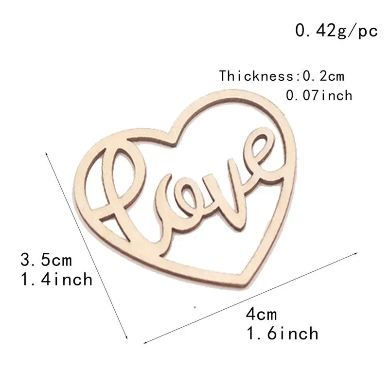50pcs Heart Wooden Ornament He - Craft Embellishments 评论和价格
