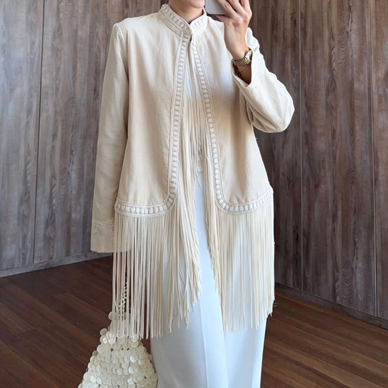 Autumn Boho Outerwear Coats Ha - Tassel Fringe Trim 评论和价格