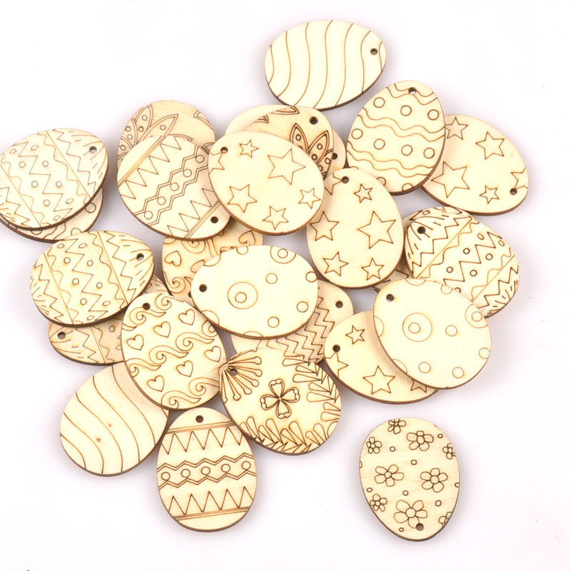 25Pcs Mixed Easter Egg Wood Cr - Embellishments For Scrapbooking 评论和价格