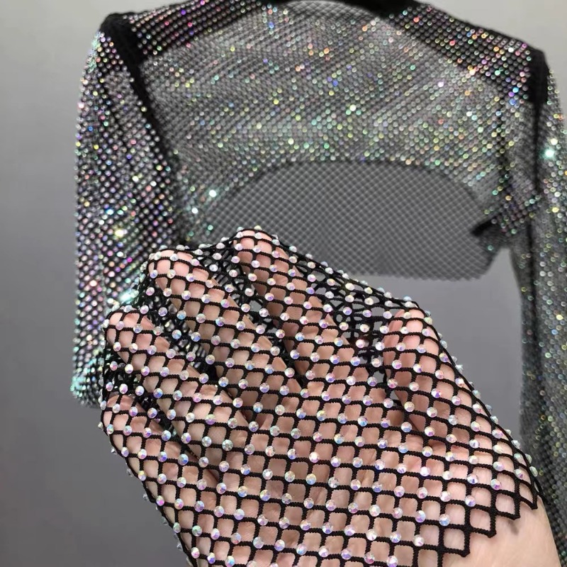 50x120cm Sewing Rhinestones Me - Crystal Mesh Fabric 评论和价格