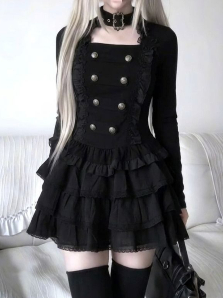 Gothic Harajuku Lolita 2-piece - Elastic Lace Trim 评论和价格
