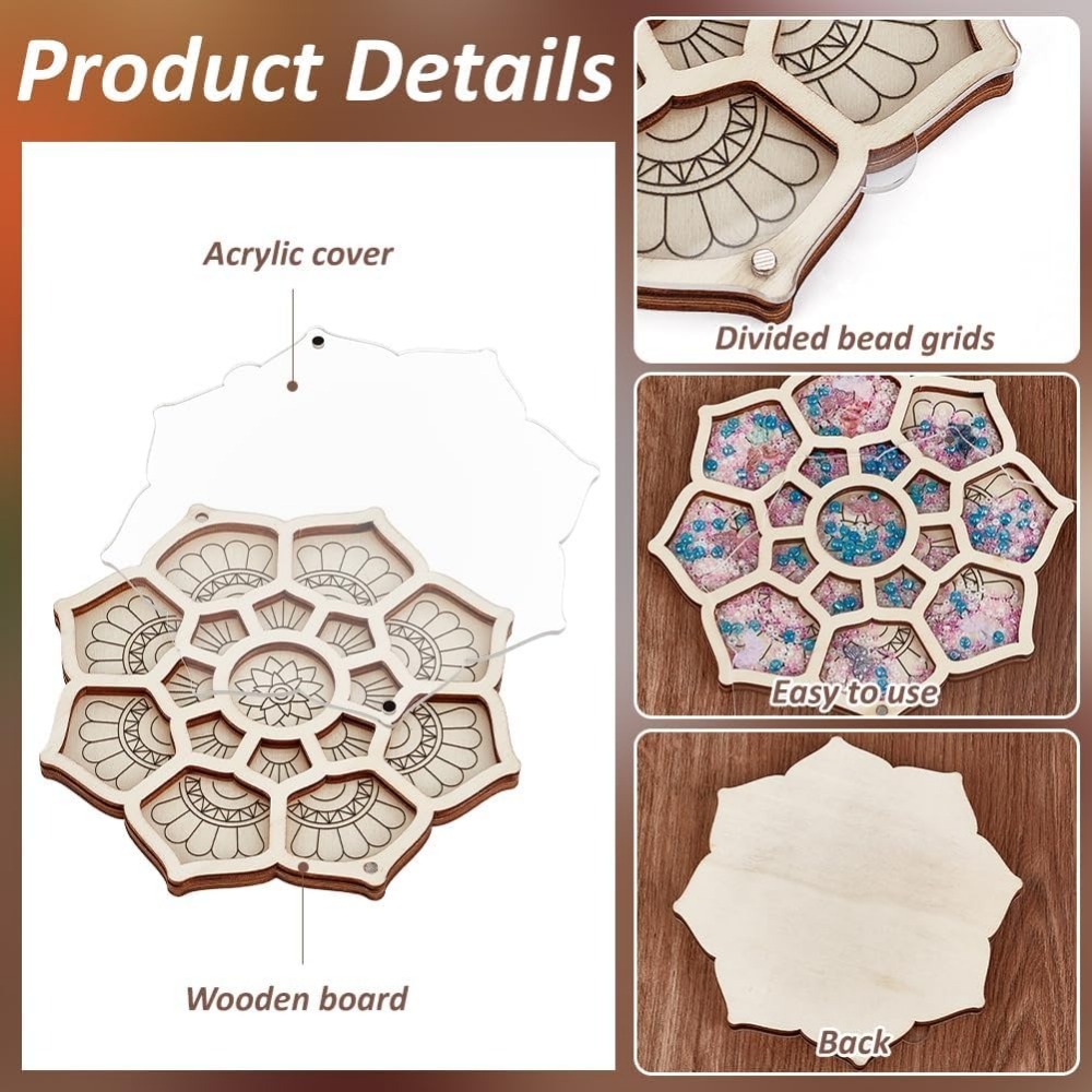 Wood Bead Organizer Tray Flowe - Craft Embellishment Storage 评论和价格