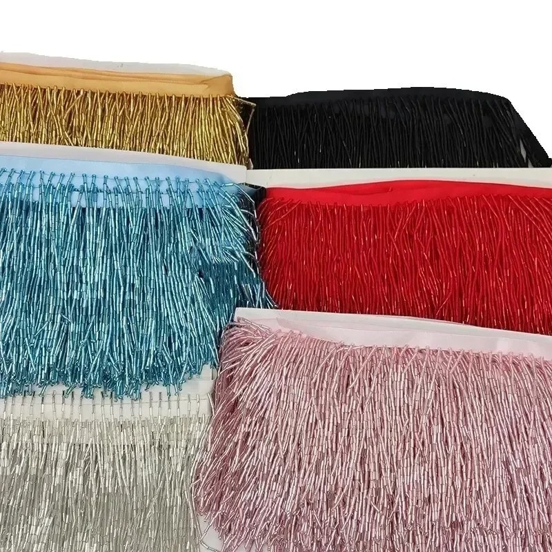 10CM Silver Red Bead Tube Tass - Tassel Fringe Trim 评论和价格