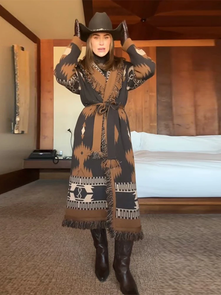 Tassels Print Women's Long Car - Tassel Fringe Trim 评论和价格