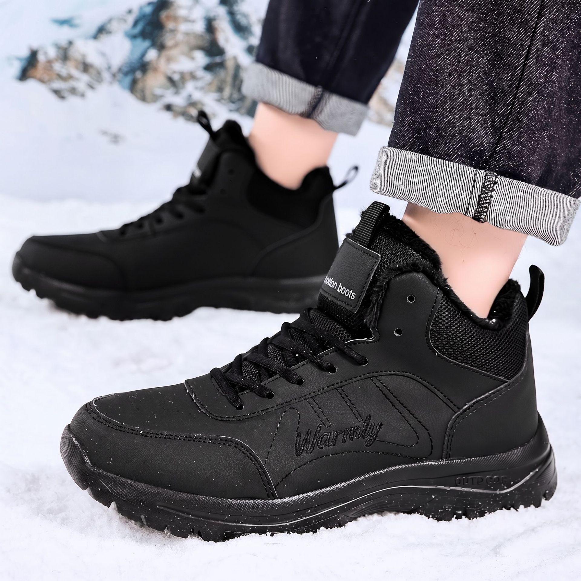 Men's Cotton Shoes with Thick  - Guipure Lace Panel 评论和价格
